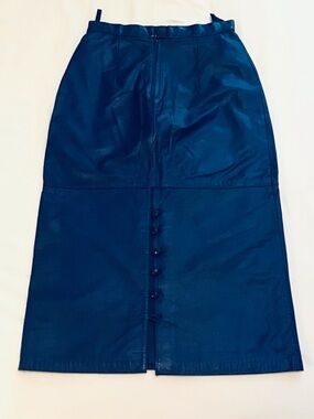 Vintage Blue soft Leather Skirt